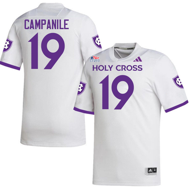 Holy Cross Crusaders #19 Dominic Campanile College Football Jerseys,Uniforms-White